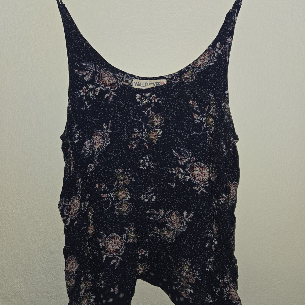 Wallflower Floral Tank Top - Black and Pink